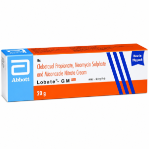 Lobate-GM Cream 20g box with Clobetasol Neomycin Miconazole in Dubai